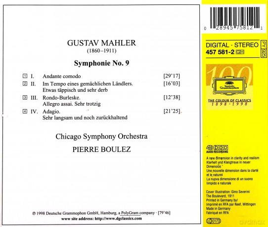 Boulez/Chicago Symph.Orch./: Mahler Symphony No.9 [CD]