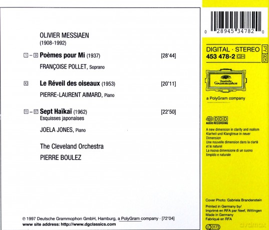 Boulez/Cleveland Orchestra: Messiaen/Poemes Pour Mi... [CD]