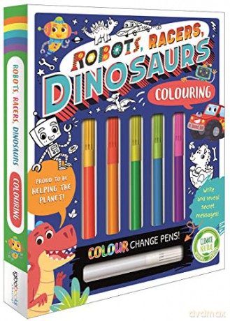 Robots, Racers, Dinosaurs Colouring (Book and Pen Set) - Igloo Books [KSIĄŻKA]