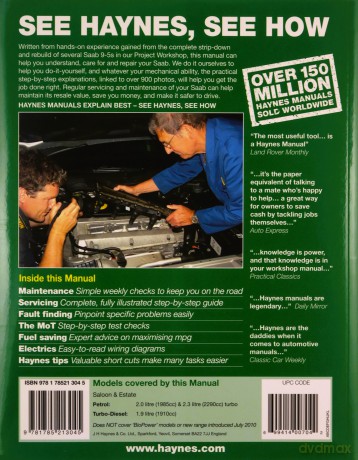 Saab 9-5 (Sep 05 - Jun 10) Haynes Repair Manual - Haynes [KSIĄŻKA]