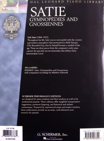 Satie: Gymnopedies And Gnossiennes (Schirmer Performance Editions): Schirmer Performance Editions Book Only - Satie [KSIĄŻKA]