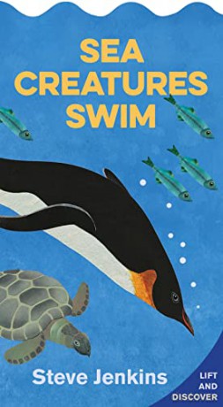 Sea Creatures Swim Shaped Board Book with Lift-the-Flaps: Lift-the-flap and Discover - Steve Jenkins [KSIĄŻKA]