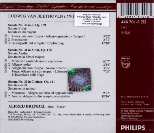 Brendel: Beethoven:Piano Sonata [CD]