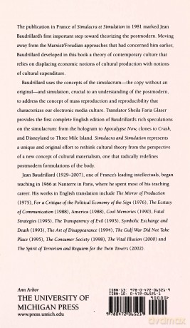 Simulacra and Simulation (The Body in Theory: Histories of Cultural Materialism) - Jean Baudrillard [KSIĄŻKA]