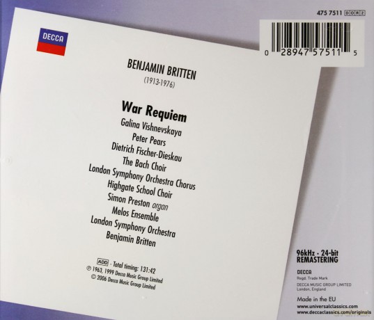 Britten, London Symph. Orch.: Britten:War Requiem [2CD]