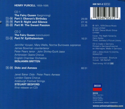 Britten,English Ch. Orch.: Purcell: The Fairy Queen [2CD]