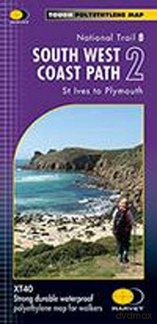 South West Coast Path 2 XT40: St Ives to Plymouth (Route Maps) - Harvey Maps [KSIĄŻKA]