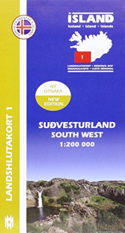 South West Iceland Map 1: 200 000: Regional map 1 - Mál og menning [KSIĄŻKA]