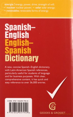 Spanish-English, English-Spanish Dictionary: With over 36,000 entries - Geddes and Grosset [KSIĄŻKA]