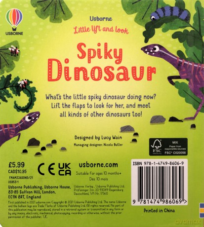Spiky Dinosaur (Little Lift and Look): 1 - Anna Milbourne [KSIĄŻKA]