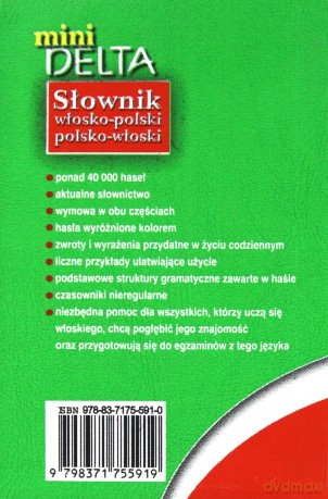 Mini słownik włosko-polski; polsko-włoski - DELTA - Elżbieta Jamrozik [KSIĄŻKA]