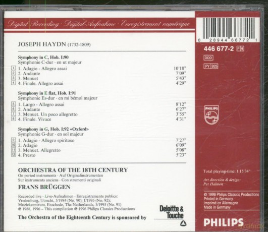 Bruggen,Orch.18th Century: Haydn:Symph.90,91,92 [CD]