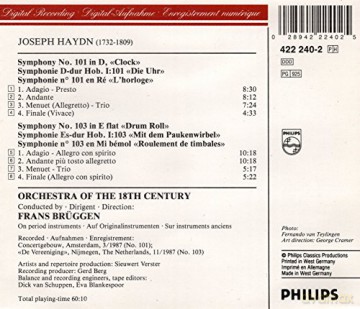 Bruggen/Orch.18th: Haydn:Sinf.101+103 [CD]