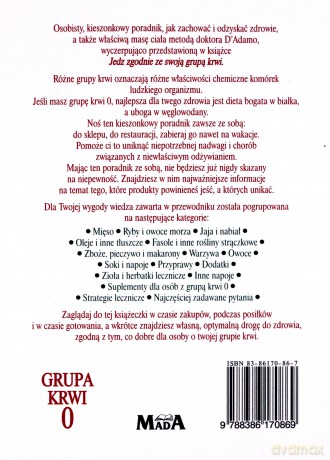 Grupa krwi 0 - Peter J. D'Adamo, Catherine Whitney [KSIĄŻKA]