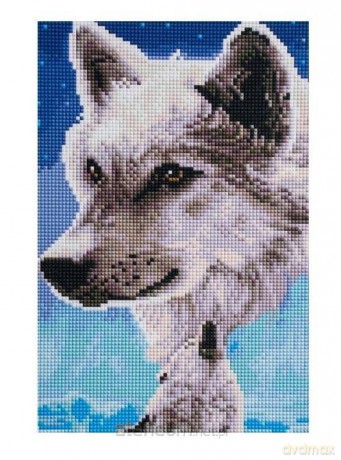 Diamentowa mozaika - Wilk 20x30 cm
