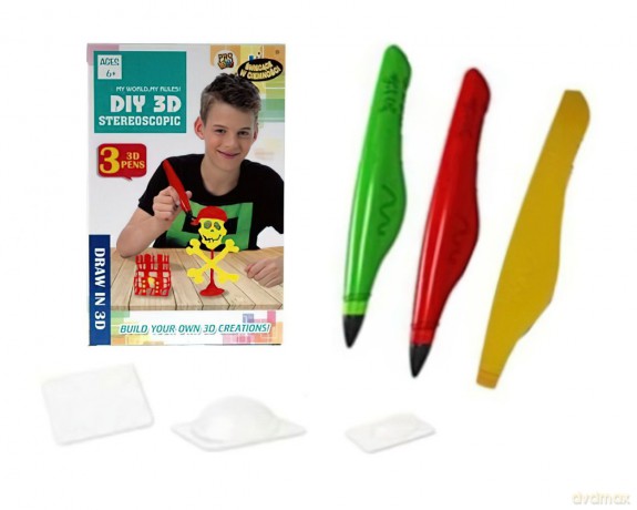 Długopis 3D zestaw średni 3 x świecący w ciemności