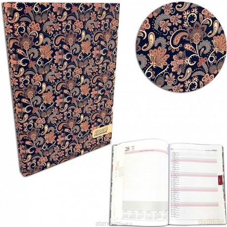 Kalendarz 2023 A4 dzienny soft touch paisley blue [KALENDARZ]