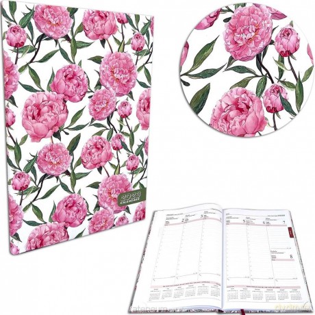 Kalendarz 2023 A4 tygodniowy soft touch peonie [KALENDARZ]