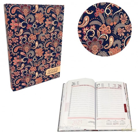 Kalendarz 2023 A5 dzienny soft touch paisley blue [KALENDARZ]