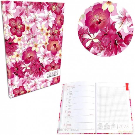 Kalendarz 2023 A5 tygodniowy soft touch hibiskus [KALENDARZ]