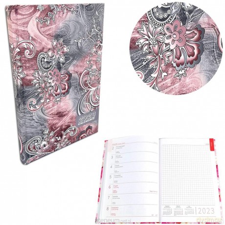 Kalendarz 2023 A5 tygodniowy soft touch paisley [KALENDARZ]