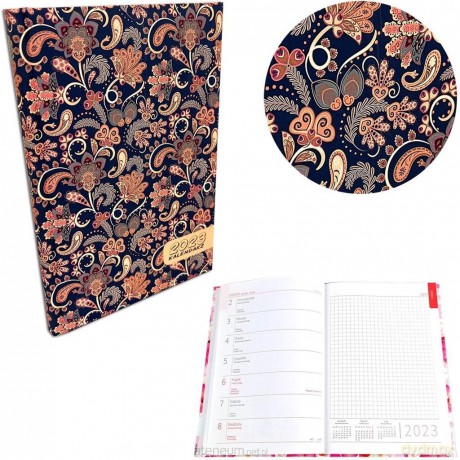 Kalendarz 2023 A5 tygodniowy soft touch paisley bl [KALENDARZ]