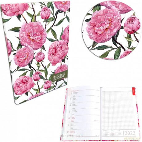 Kalendarz 2023 A5 tygodniowy soft touch peonie [KALENDARZ]