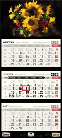 Kalendarz 2023 trójdzielny płaska gł. Słoneczniki [KALENDARZ]