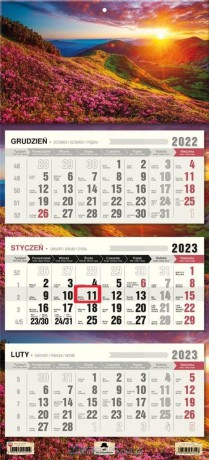 Kalendarz 2023 trójdzielny płaska główka Karpaty [KALENDARZ]
