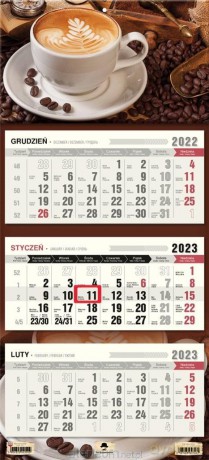 Kalendarz 2023 trójdzielny płaska główka Kawa [KALENDARZ]
