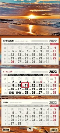 Kalendarz 2023 trójdzielny płaska główka Plaża [KALENDARZ]