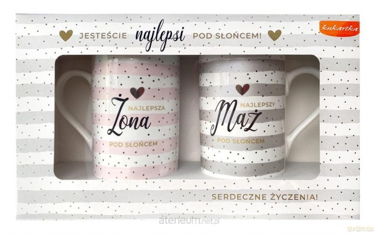 Kubek komplet Q Ślub Najlepsza Żona/Mąż, paski