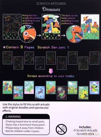 Obrazek do zdrapywania Dinozaury 9 szt