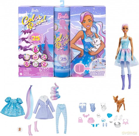 Barbie Kalendarz adwentowy i Lalka Kolorowa niespodzianka Color reveal HJD60