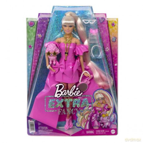 Barbie Lalka Extra Fancy różowa + pudelek HHN12 HHN11
