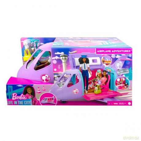 Barbie Lotnicza przygoda Samolot + Lalka + 14 akcesoriów HCD49
