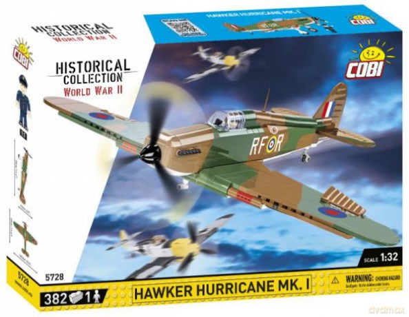 COBI 5728 Historical Collection WWII Samolot myśliwski brytyjski Hawker Hurricane Mk.I 382 klocki [KLOCKI]