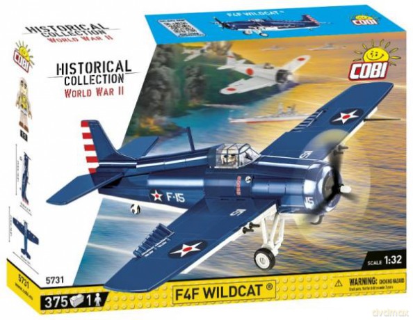 COBI 5731 Historical Collection WWII Samolot myśliwski pokładowy US Navy Grumman F4F Wildcat 375 klocków [KLOCKI]