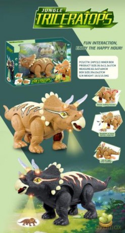 Dinozaur na baterie efekty świetlne dźwiękowe ruch otwierane jaja w zestawie 213154 mix [FIGURKA]