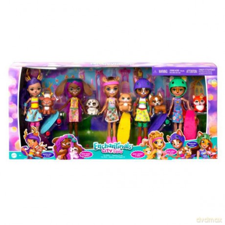 Enchantimals Przejażdżka po mieście Zestaw Lalki + zwierzątka HHC19