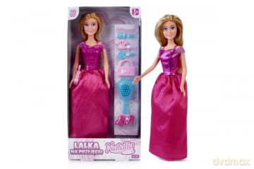 Lalka Natalia 29 cm Księżniczka fioletowa 122026 lalka w sukni balowej, 3x spinka, 2x torebka, szczotka, buty