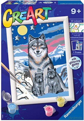 Malowanka CreArt dla dzieci: Wilk z młodymi 200443 RAVENSBURGER malowanie po numerach