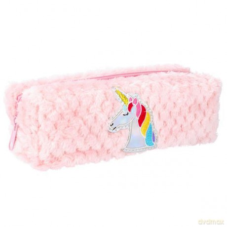 Piórnik pluszowy Unicorn pink