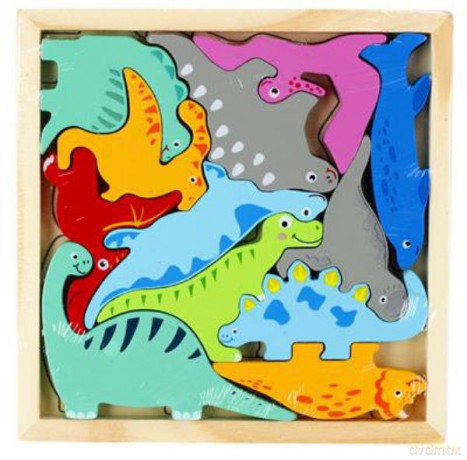 Układanka drewniana 12el Dinozaury 500646