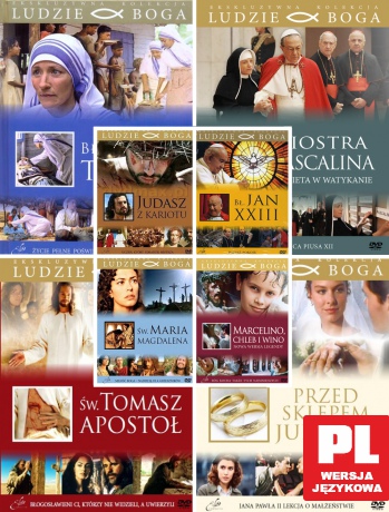 Błogosławiona Matka Teresa / Święty Filip Neri / Marcelino Chleb i Wino / Siostra Pascalina / Błogosławiony Jan XXIII / Święta Maria Magdalena / Judasz z Kariotu / Przed sklepem jubilera / Święty Tomasz Apostoł (Ludzie Boga) Pakiet [9DVD]+(9xKSIAŻKA)