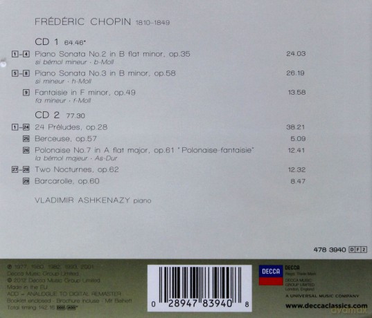 Vladimir Ashkenazy: Chopin:Preludes [2CD]