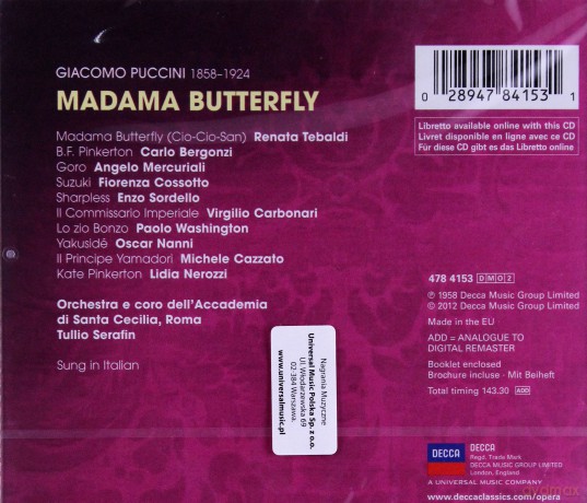 Tullio Serafin: Puccini:Madama Butterfly [2CD]