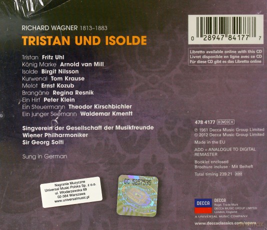Georg Solti: Wagner:Tristan Und Isolde [4CD]