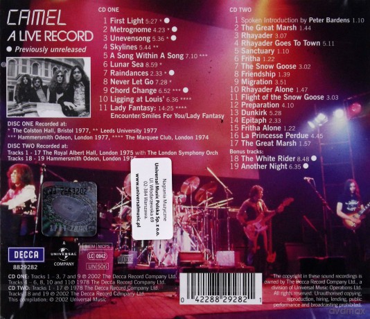 Camel: Camel Live Remastered [2CD]