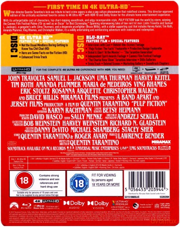 Pulp Fiction (steelbook) [Blu-Ray 4K]+[Blu-Ray]